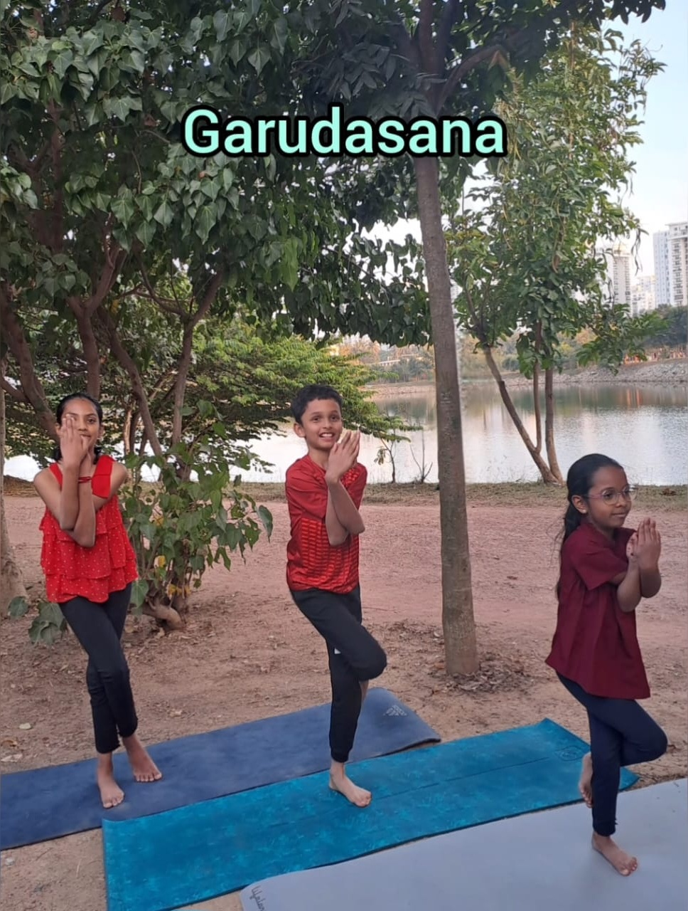 Children practicing yoga